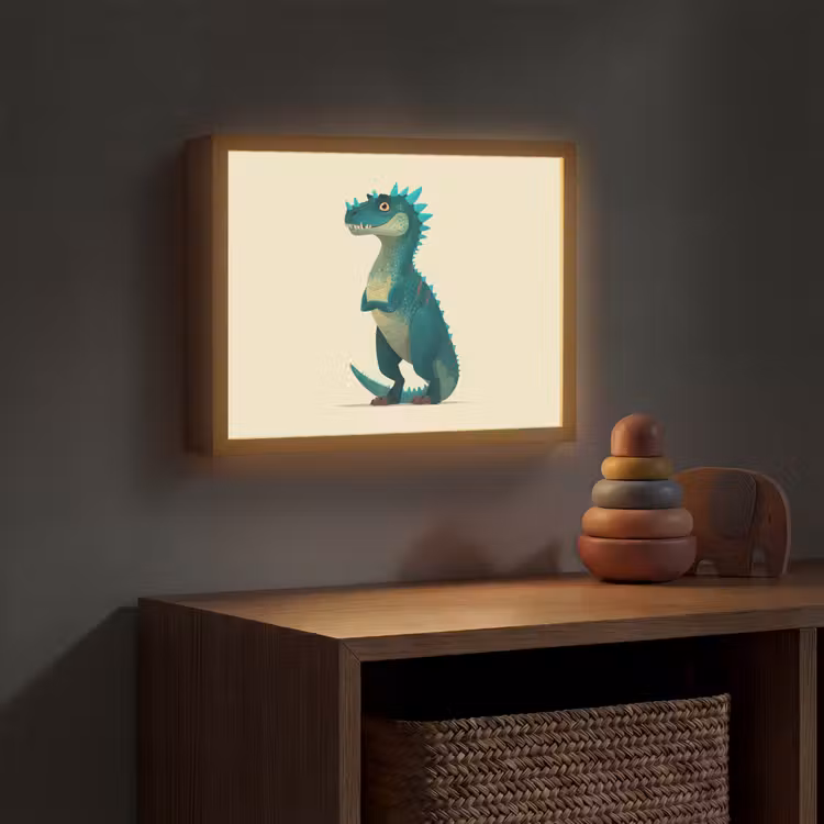 Dinosaurus - Turquoise - Stekels Light Box met batterij (Wandlamp kind) middel -sfeer5_kind