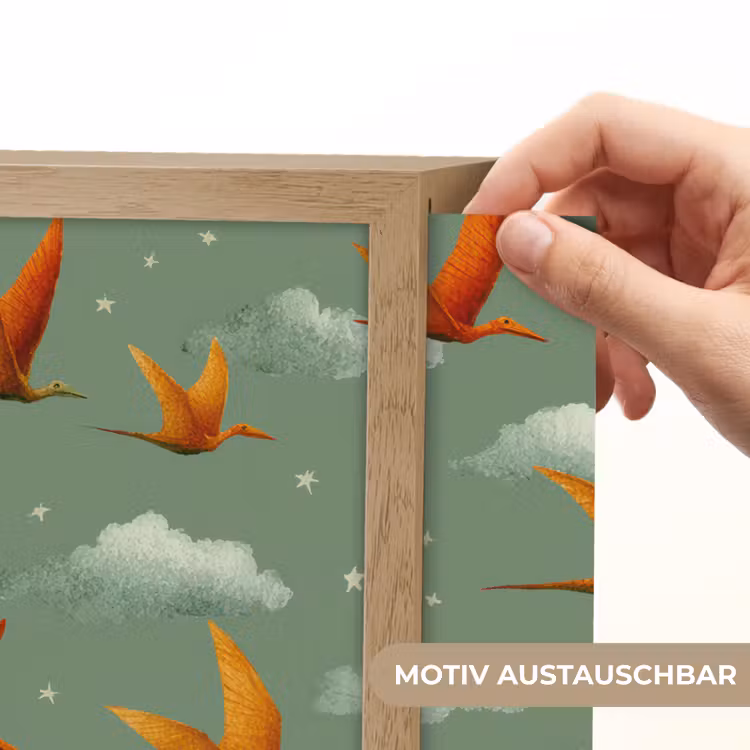 Dinosaurussen - Wolken - Sterren - Oranje Light Box met batterij (Wandlamp kind) middel -USP_websiteprintDE