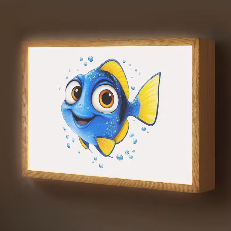 Doktersvis - Blauw - Vis - Spetters Light Box met batterij (Wandlamp kind) middel -z3d_website