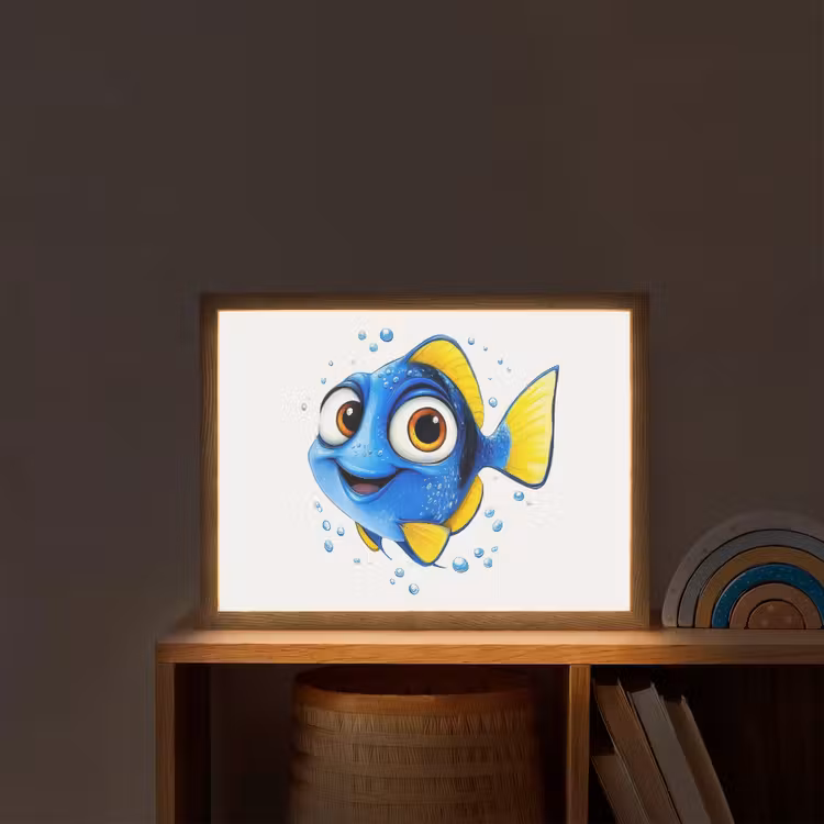 Doktersvis - Blauw - Vis - Spetters Light Box met batterij (Wandlamp kind) middel -sfeer1_kind