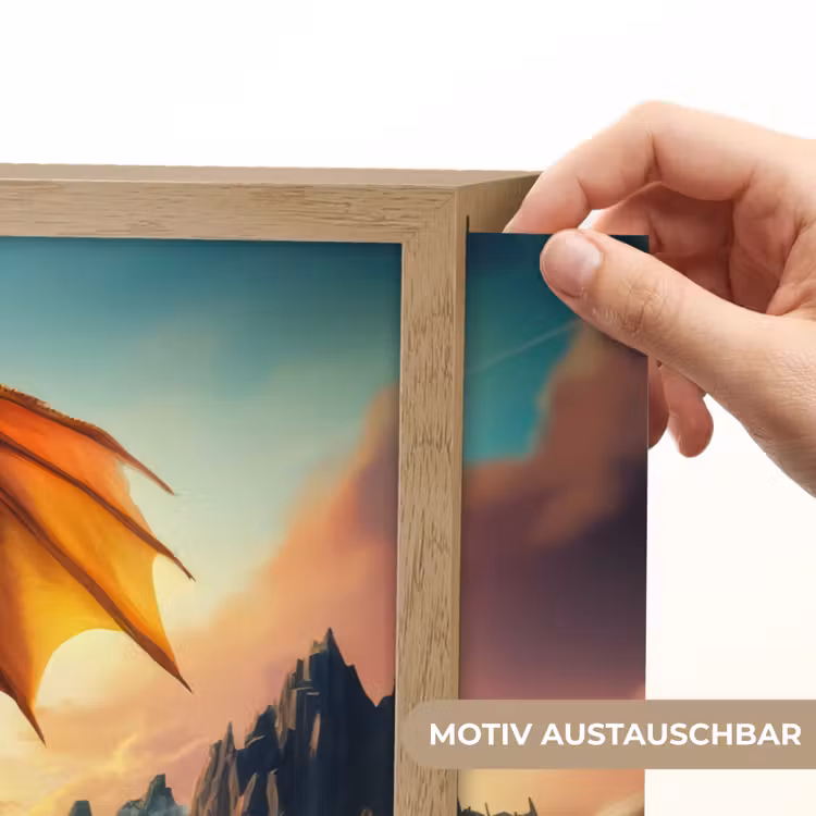 Draak - Auto - Bergen - Vuur Light Box met batterij (Wandlamp kind) middel -USP_websiteprintDE