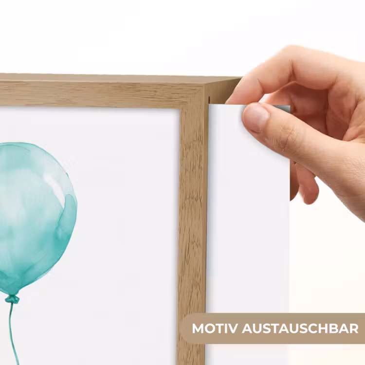 Draak - Baby dier - Blauwe ballon Light Box met batterij (Wandlamp kind) middel -USP_websiteprintDE
