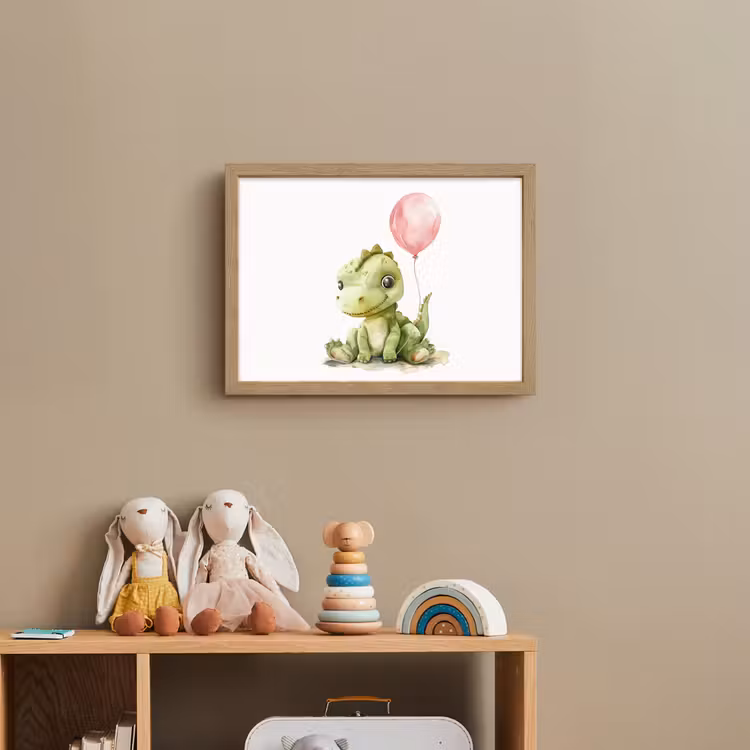 Draak - Baby dier - Roze ballon Light Box met batterij (Wandlamp kind) middel -sfeer2_kind