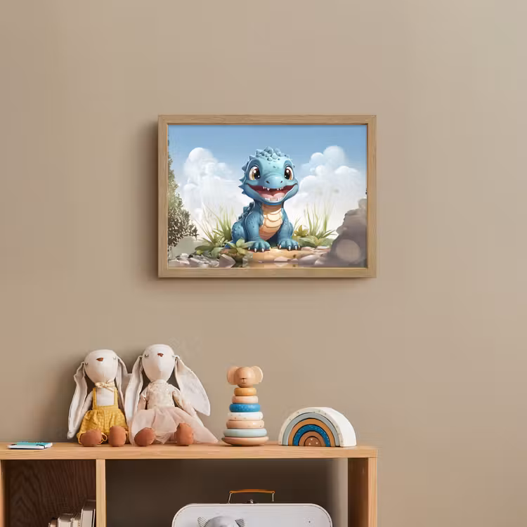 Draak - Blauw - Jongens - Kinderen Light Box met batterij (Wandlamp kind) middel -sfeer2_kind