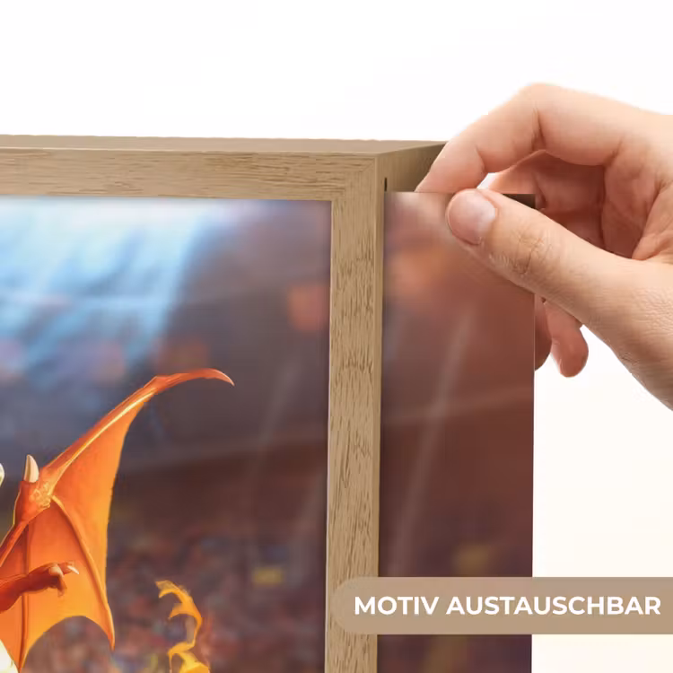 Draak - Voetbal - Vuur - Stadion Light Box met batterij (Wandlamp kind) middel -USP_websiteprintDE