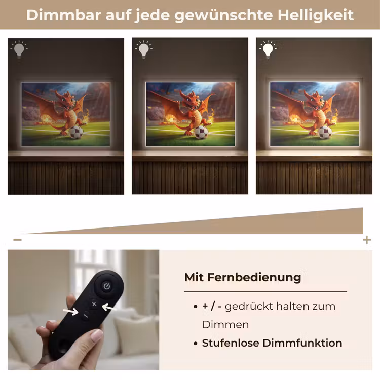 Draak - Voetbal - Vuur - Stadion Light Box met batterij (Wandlamp kind) middel -USP_dimbaarDE