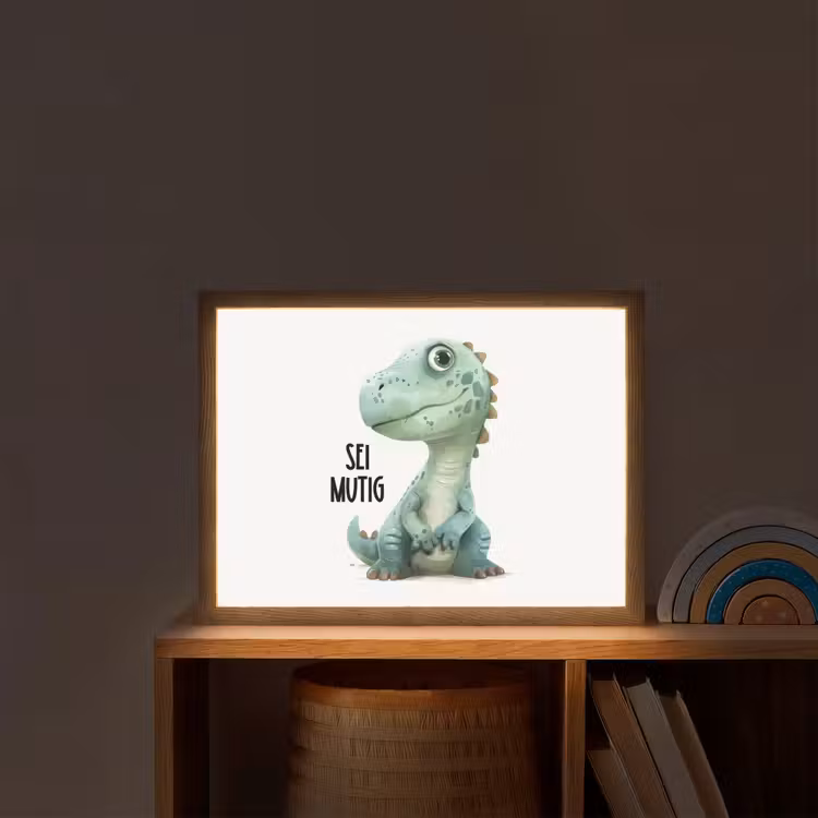 Draak - Wees moedig - Quote Light Box met batterij (Wandlamp kind) middel -sfeer1_kind