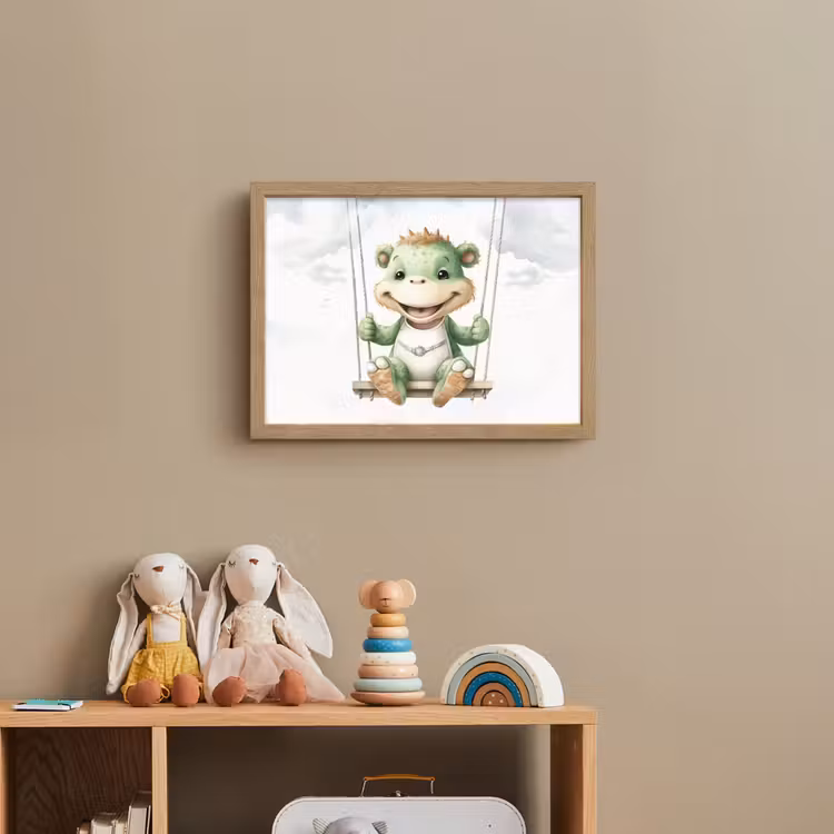 Draak - Baby dier - Kinderen Light Box met batterij (Wandlamp kind) middel -sfeer2_kind