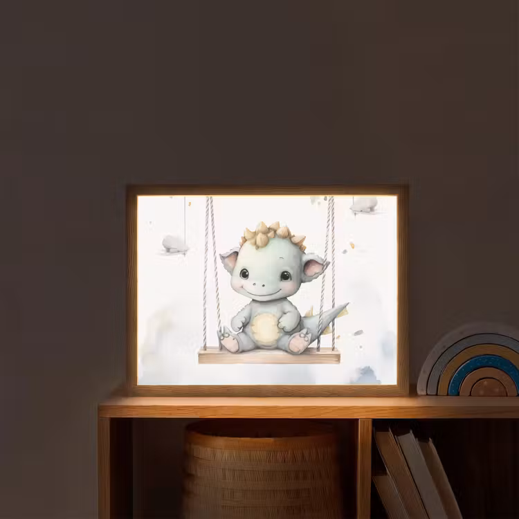 Draak - Baby dier - Kinderen Light Box met batterij (Wandlamp kind) middel -sfeer1_kind
