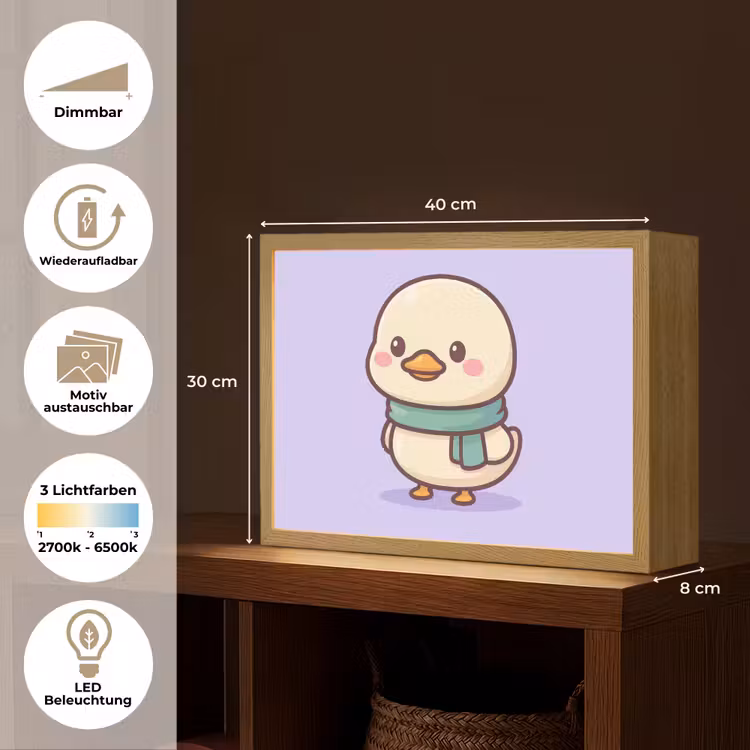 Eend - Sjaal - Paars Light Box met batterij (Wandlamp kind) middel -USP_websiteoverzichtDE