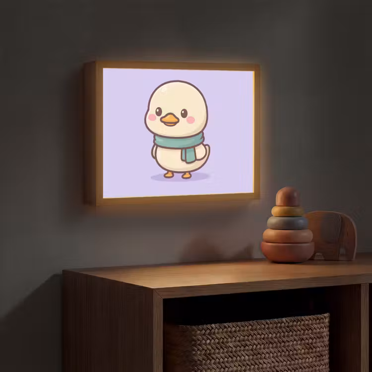 Eend - Sjaal - Paars Light Box met batterij (Wandlamp kind) middel -sfeer5_kind