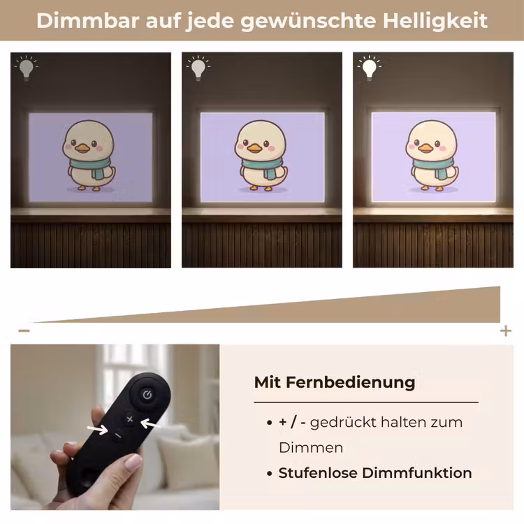 Eend - Sjaal - Paars Light Box met batterij (Wandlamp kind) middel -USP_dimbaarDE