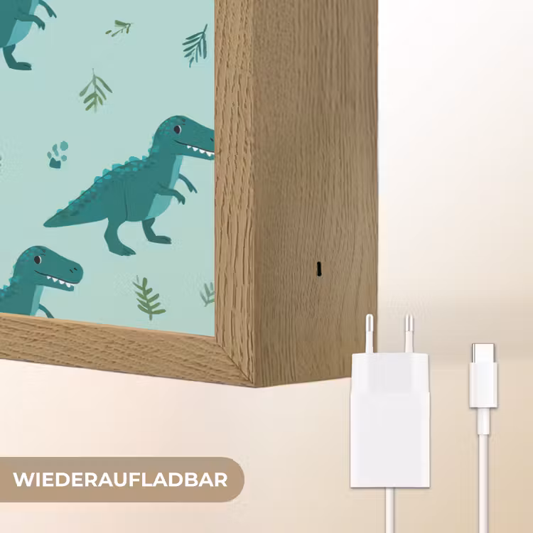 Donkergroen - Dinosaurussen - Afdrukken - Bladeren Light Box met batterij (Wandlamp kind) middel -USP_websiteoplaadbaarDE