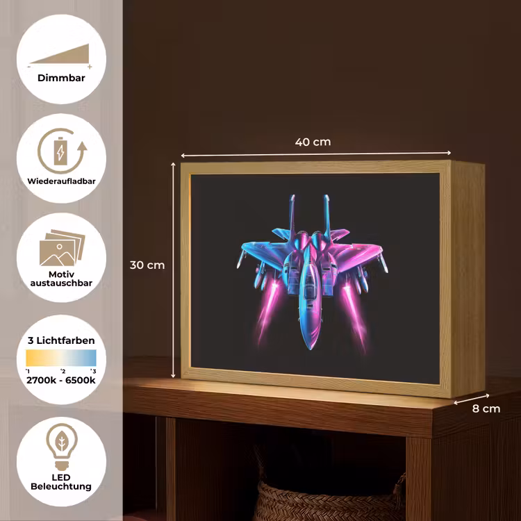 Straaljager - Blauw - Kleuren - Jongens - Zwart Light Box met batterij (Wandlamp kind) middel -USP_websiteoverzichtDE