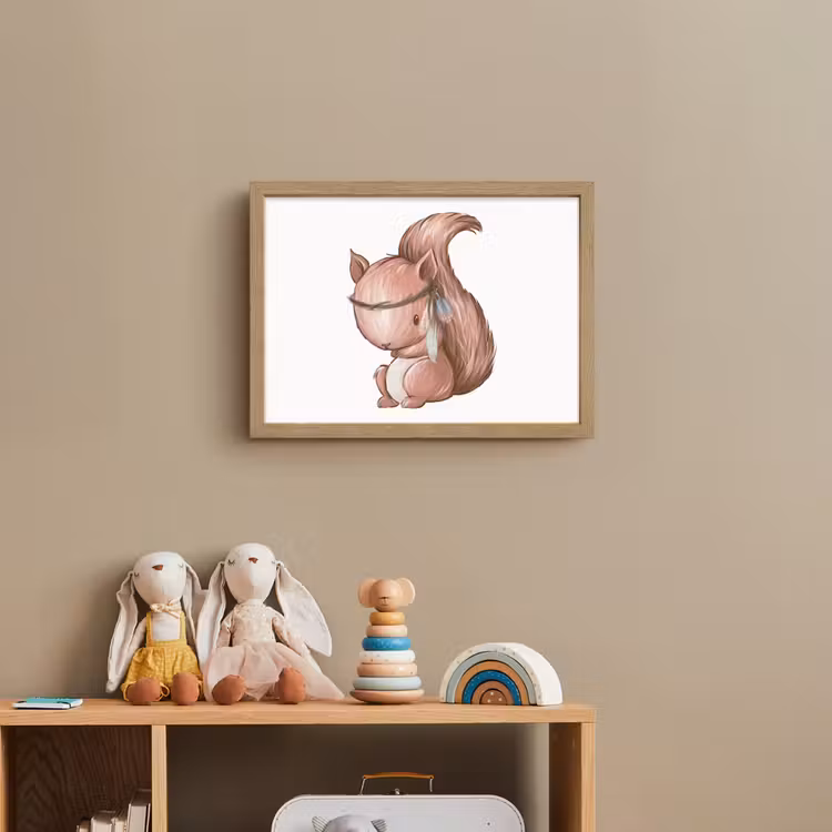 Eekhoorn - Dier - Bosdieren - Bruin Light Box met batterij (Wandlamp kind) middel -sfeer2_kind