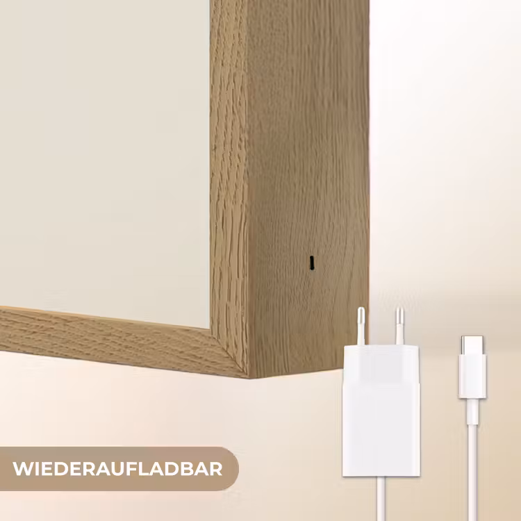 Eenhoorn - Bloemen - Beige Light Box met batterij (Wandlamp kind) middel -USP_websiteoplaadbaarDE