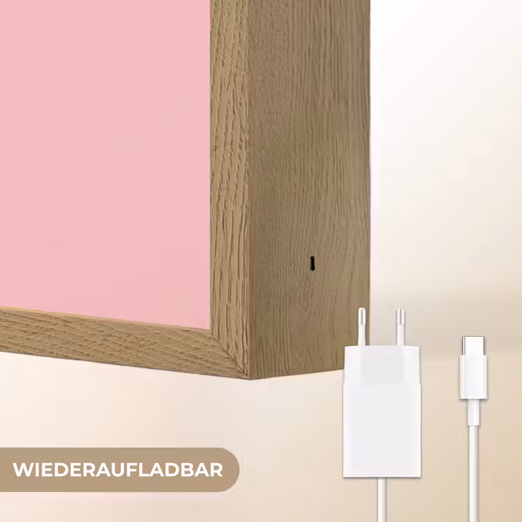 Eenhoorn - Bloemen - Roze Light Box met batterij (Wandlamp kind) middel -USP_websiteoplaadbaarDE