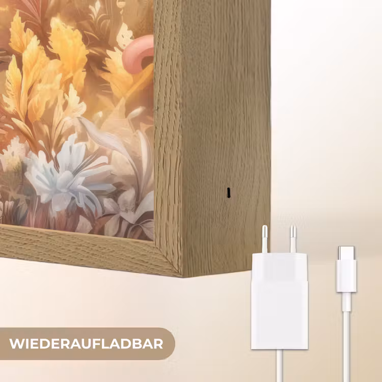 Eenhoorn - Bloemen - Vlinder - Roze Light Box met batterij (Wandlamp kind) middel -USP_websiteoplaadbaarDE