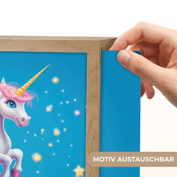 Eenhoorn - Fantasie - Kasteel Light Box met batterij (Wandlamp kind) middel -USP_websiteprintDE