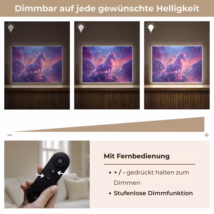 Eenhoorn - Fantasy - Kasteel - Meisje - Paars - Roze Light Box met batterij (Wandlamp kind) middel -USP_dimbaarDE