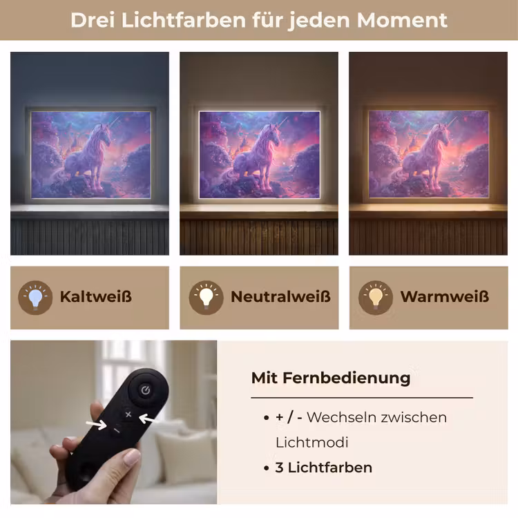 Eenhoorn - Fantasy - Kasteel - Meisje - Paars - Roze Light Box met batterij (Wandlamp kind) middel -USP_lichtkleurDE