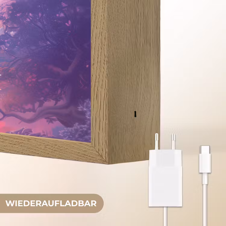 Eenhoorn - Fantasy - Kasteel - Meisje - Paars - Roze Light Box met batterij (Wandlamp kind) middel -USP_websiteoplaadbaarDE