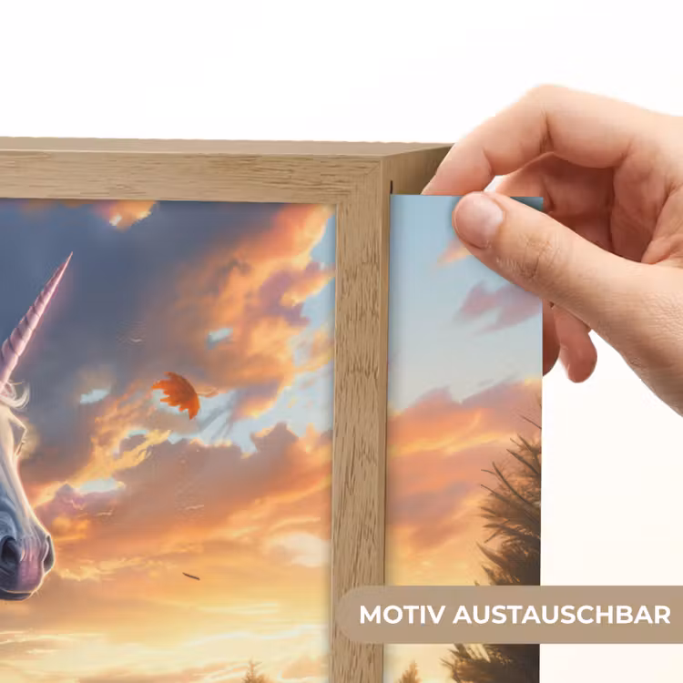 Eenhoorn - Sprookjes dier - Natuur - Meisjes Light Box met batterij (Wandlamp kind) middel -USP_websiteprintDE