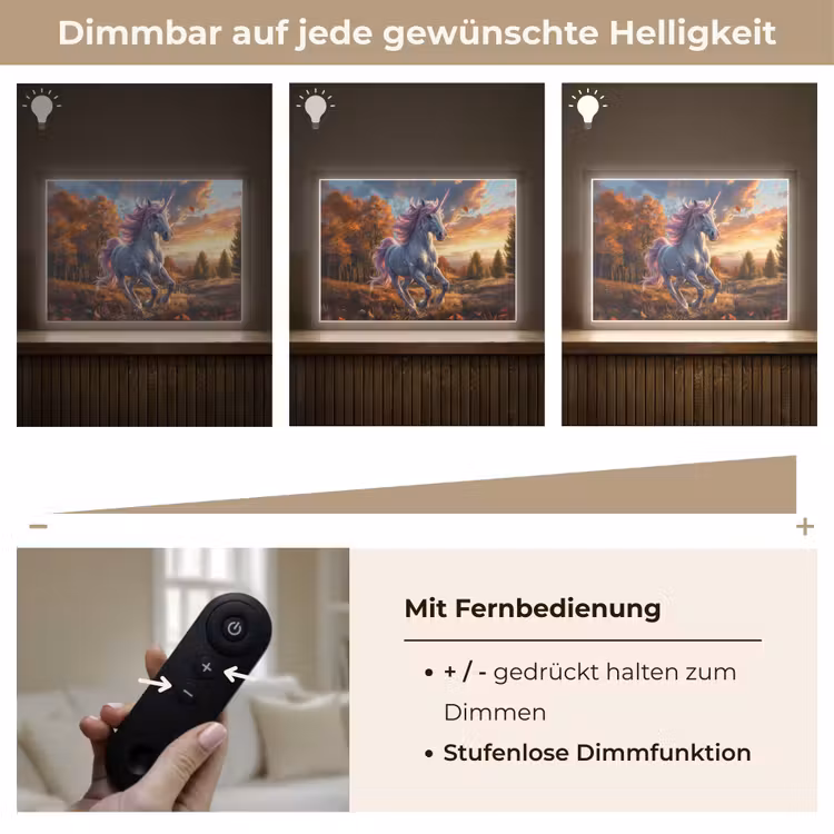 Eenhoorn - Sprookjes dier - Natuur - Meisjes Light Box met batterij (Wandlamp kind) middel -USP_dimbaarDE