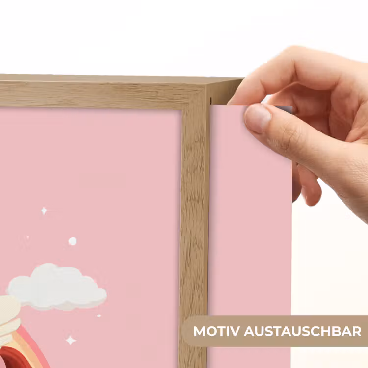 Eenhoorn - Vleugels - Roze - Regenboog Light Box met batterij (Wandlamp kind) middel -USP_websiteprintDE