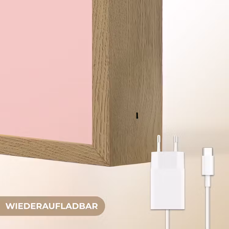 Eenhoorn - Vleugels - Roze - Regenboog Light Box met batterij (Wandlamp kind) middel -USP_websiteoplaadbaarDE