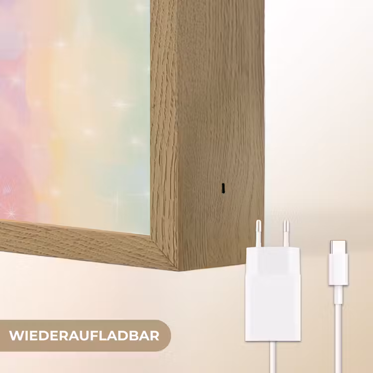 Eenhoorn - Glitters - Regenboog - Pastel Light Box met batterij (Wandlamp kind) middel -USP_websiteoplaadbaarDE