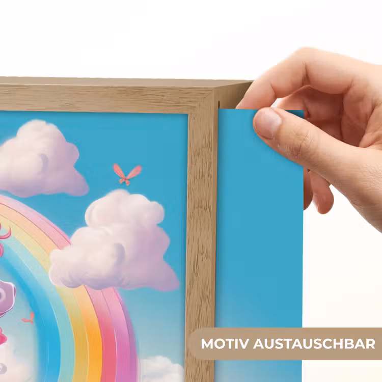 Unicorn - Meisjes - Bloemen - Regenboog - Eenhoorn Light Box met batterij (Wandlamp kind) middel -USP_websiteprintDE