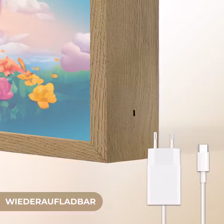 Unicorn - Meisjes - Bloemen - Regenboog - Eenhoorn Light Box met batterij (Wandlamp kind) middel -USP_websiteoplaadbaarDE