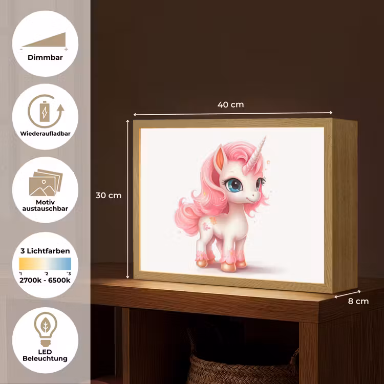 Unicorn - Meisjes - Kinderen - Eenhoorn - Roze Light Box met batterij (Wandlamp kind) middel -USP_websiteoverzichtDE