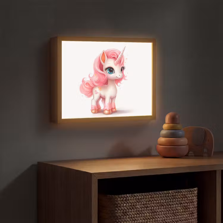 Unicorn - Meisjes - Kinderen - Eenhoorn - Roze Light Box met batterij (Wandlamp kind) middel -sfeer5_kind