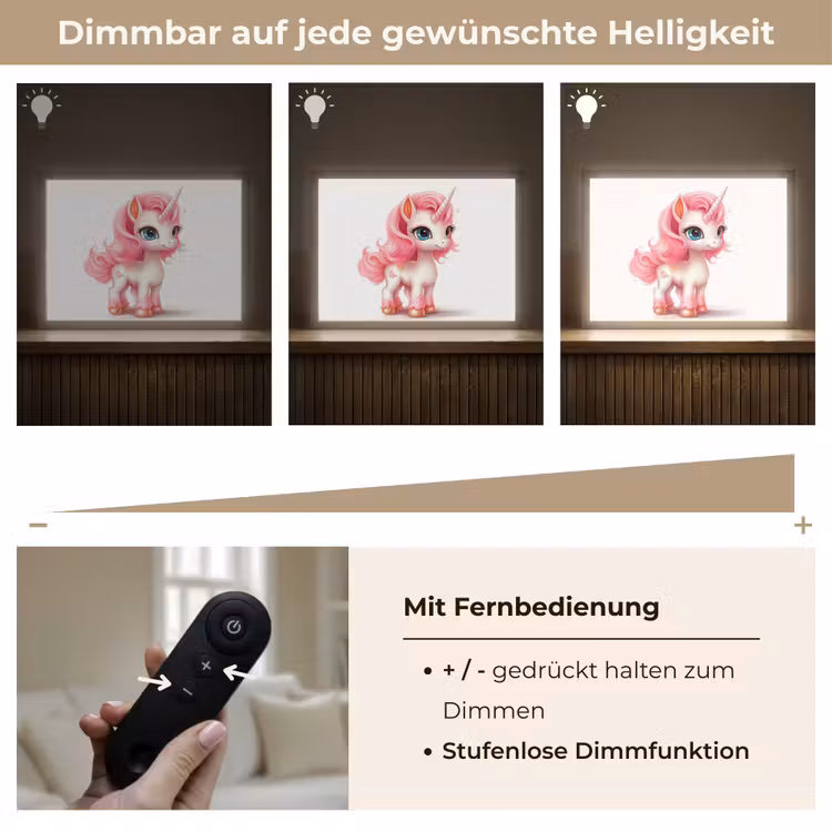 Unicorn - Meisjes - Kinderen - Eenhoorn - Roze Light Box met batterij (Wandlamp kind) middel -USP_dimbaarDE