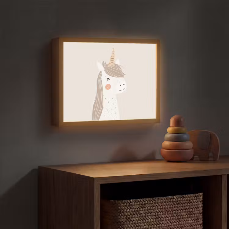 Eenhoorn - Pastel kleuren - Unicorn Light Box met batterij (Wandlamp kind) middel -sfeer5_kind