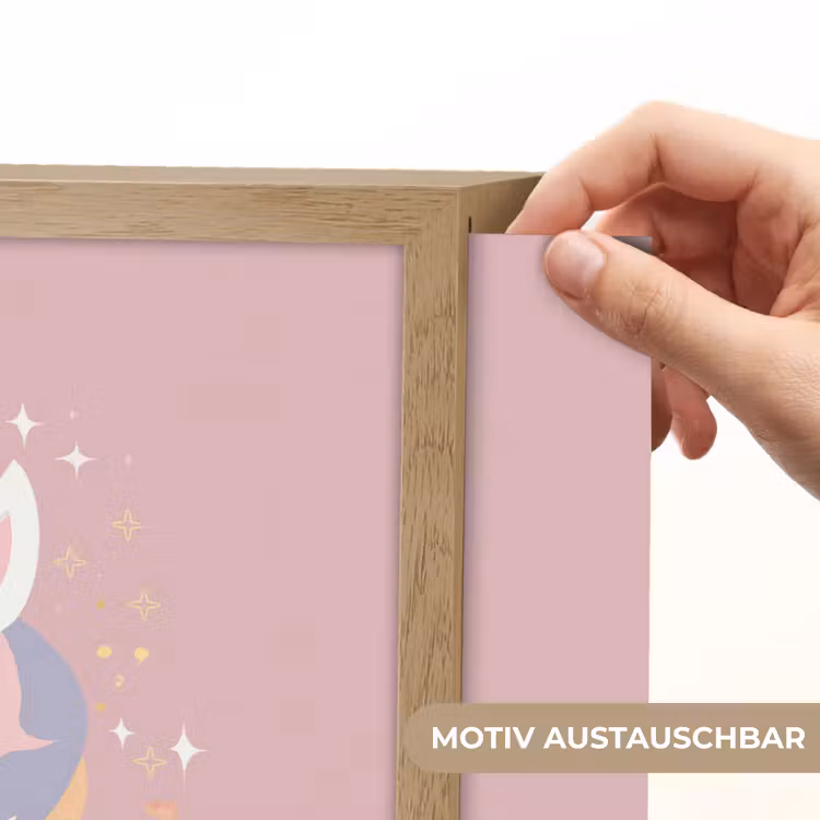 Eenhoorn - Roze - Bloemen Light Box met batterij (Wandlamp kind) middel -USP_websiteprintDE