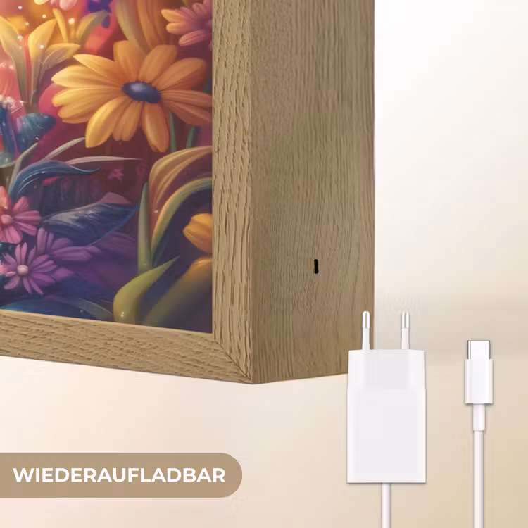 Eenhoorn - Roze - Kleurrijk - Sprookjesbos Light Box met batterij (Wandlamp kind) middel -USP_websiteoplaadbaarDE