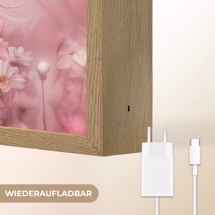 Eenhoorn - Roze - Vlinders - Bloemen Light Box met batterij (Wandlamp kind) middel -USP_websiteoplaadbaarDE