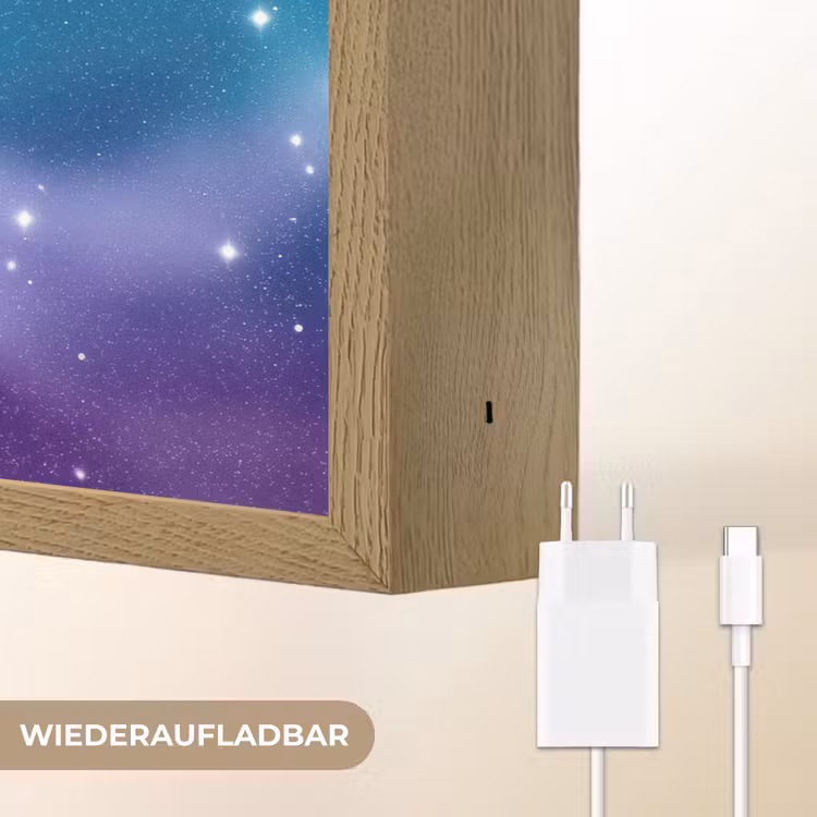 Eenhoorn - Sterrenhemel - Ster - Blauw Light Box met batterij (Wandlamp kind) middel -USP_websiteoplaadbaarDE