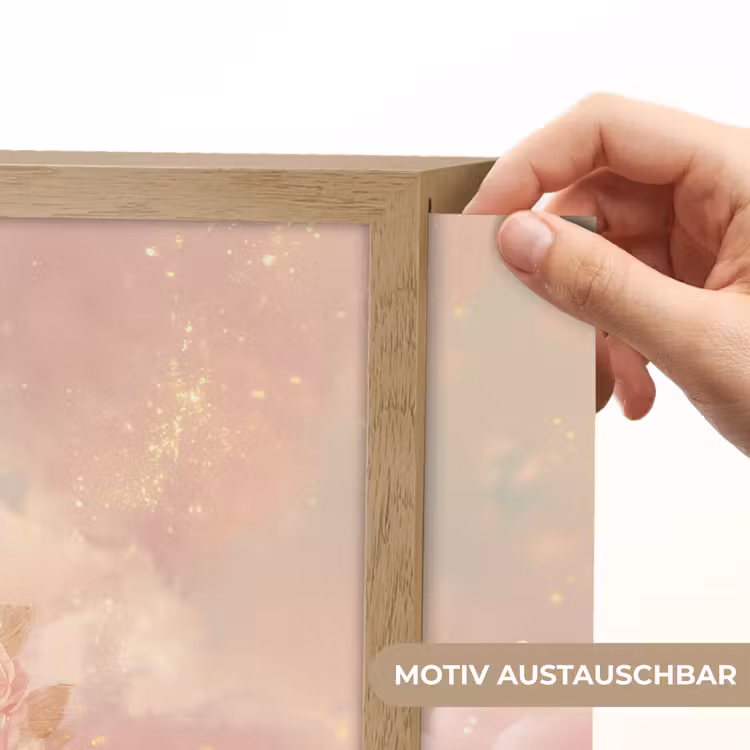 Eenhoorn - Wolken - Roze Light Box met batterij (Wandlamp kind) middel -USP_websiteprintDE