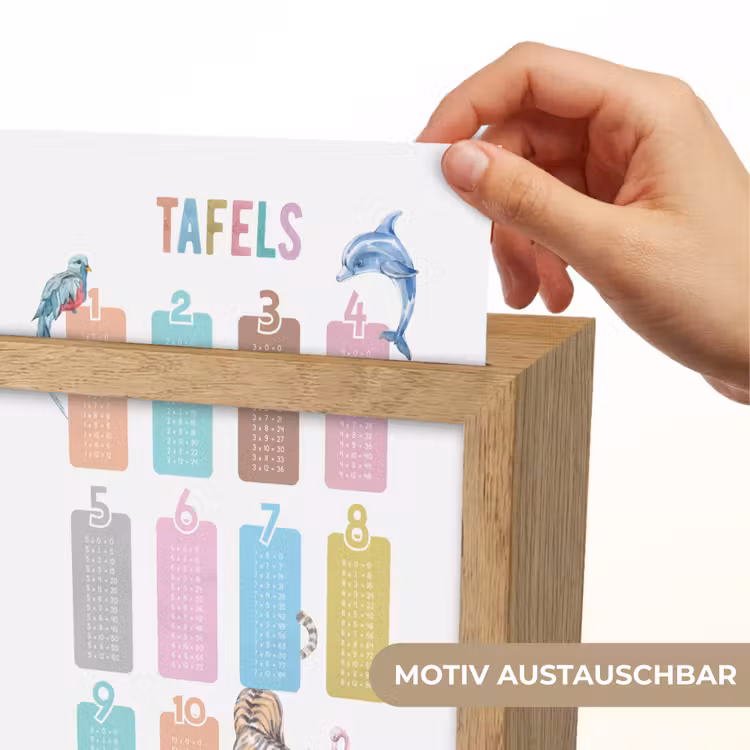 Tafels van vermenigvuldiging - Leren rekenen voor kinderen - Getallen oefenen - Dieren Light Box met kabel (Wandlamp kind) klein -USP_websiteprintDE