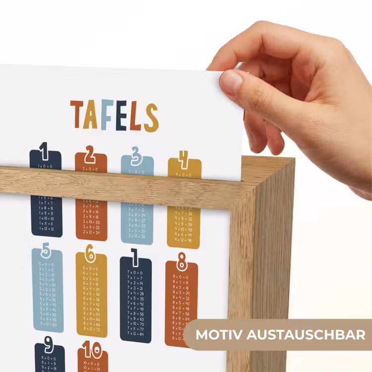 Tafels van vermenigvuldiging - Leren rekenen voor kinderen - Getallen oefenen - Cijfers - Auto Light Box met kabel (Wandlamp kind) klein -USP_websiteprintDE