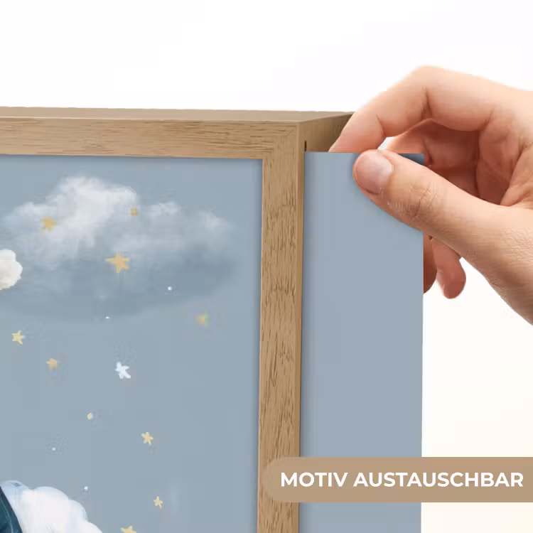 Ijsbeer - Pyjama - Wolken - Sterrenhemel Light Box met batterij (Wandlamp kind) middel -USP_websiteprintDE