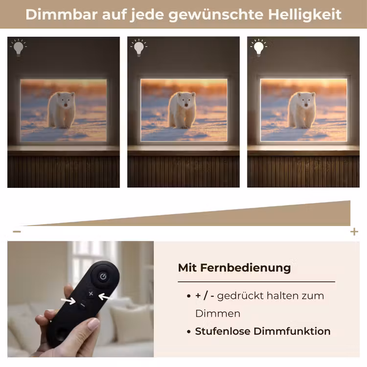 Ijsbeer - Sneeuw - Zonsopgang Light Box met batterij (Wandlamp kind) middel -USP_dimbaarDE