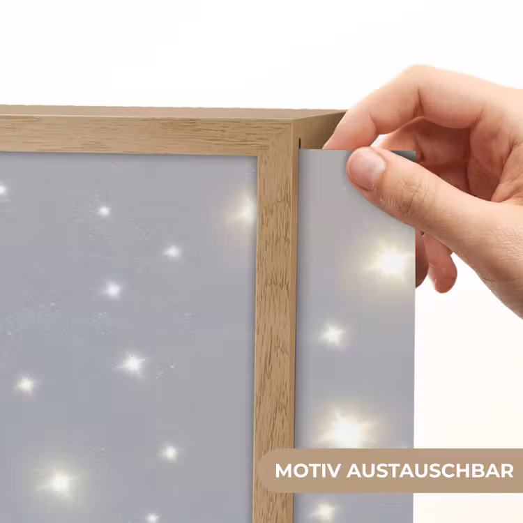 Ijsbeer - Sneeuw - Sterren - Blauw Light Box met batterij (Wandlamp kind) middel -USP_websiteprintDE