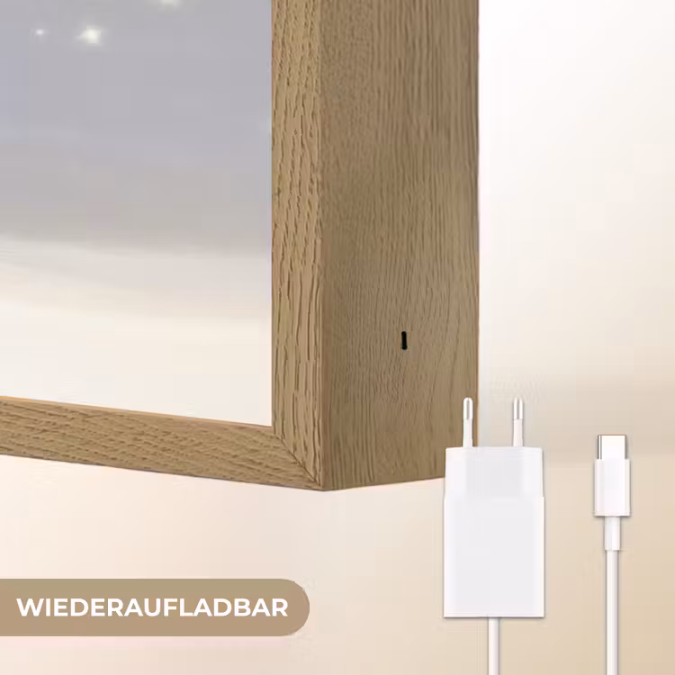 Ijsbeer - Sneeuw - Sterren - Blauw Light Box met batterij (Wandlamp kind) middel -USP_websiteoplaadbaarDE