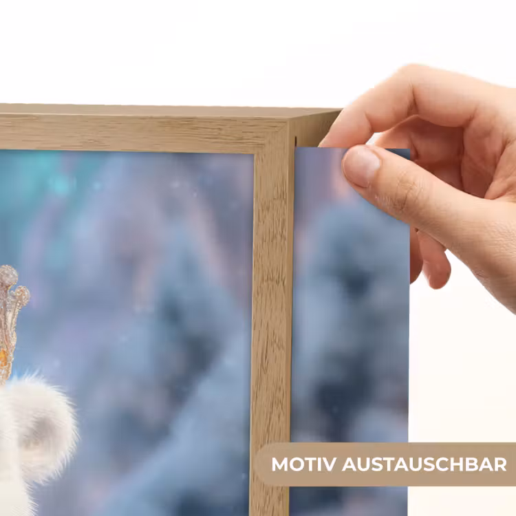 Ijsbeerwelp - Sneeuw - Lichtjes - Kroon Light Box met batterij (Wandlamp kind) middel -USP_websiteprintDE