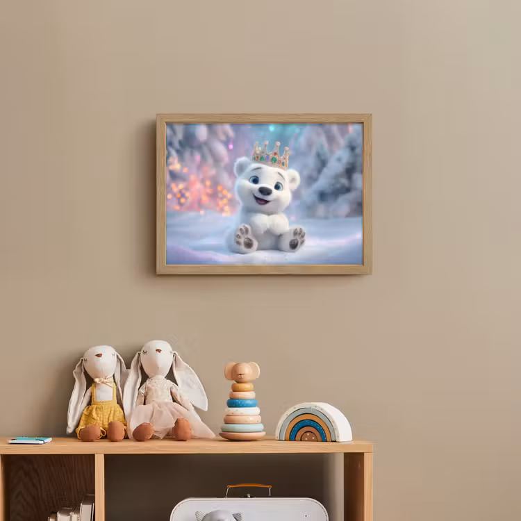 Ijsbeerwelp - Sneeuw - Lichtjes - Kroon Light Box met batterij (Wandlamp kind) middel -sfeer2_kind
